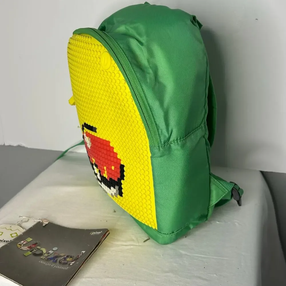 Upixel Pixel Backpack Green Yellow Pokeball Design Buildable Silicone Panel 12